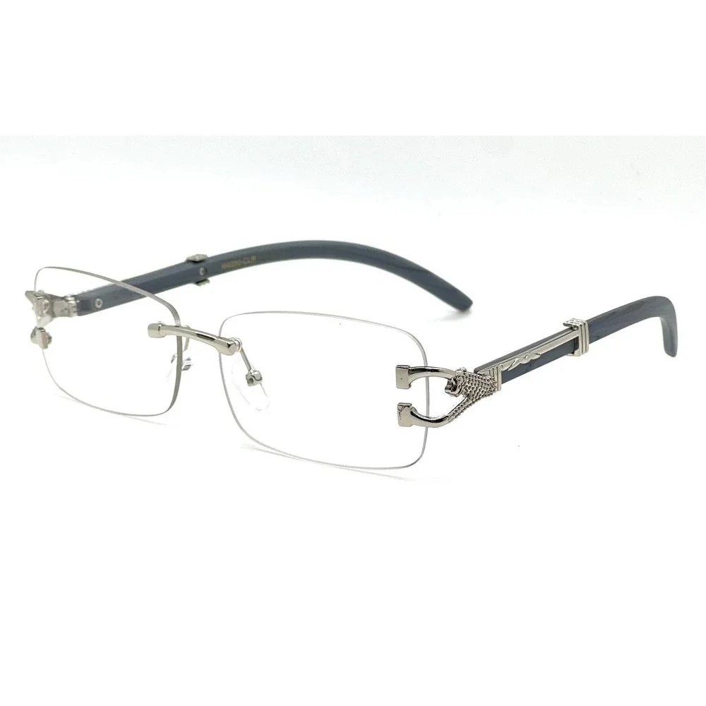 Vintage Men's Hip Hop Oval Clear Lens Retro Rimless Silver Frame Fashion Glasses
